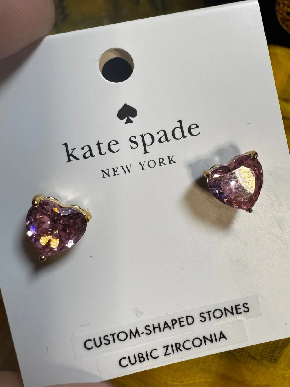 kate spade Gold-Tone Pink Heart CZ Stud Earrings